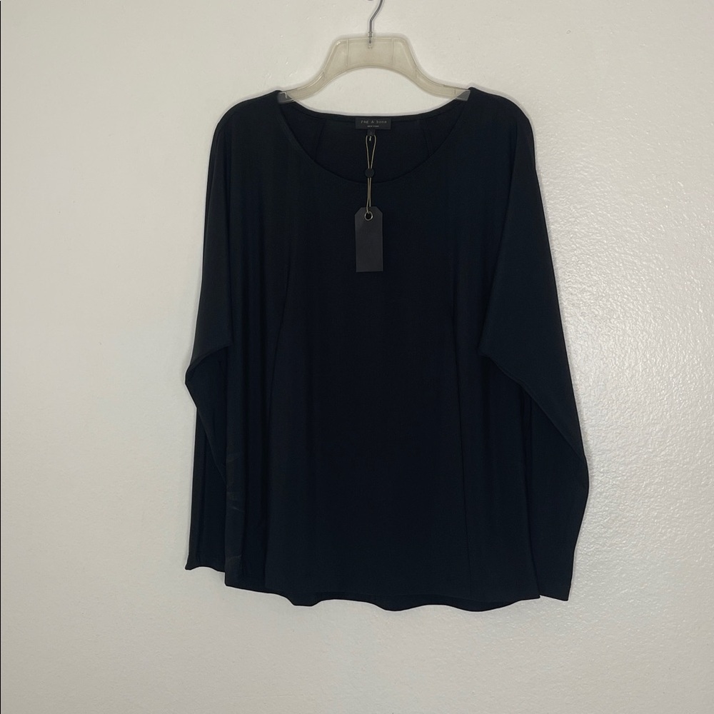 BNWT Rag & Bone Draped Slit Back Long Sleeve Jersey Top Blouse Size 4 - Picture 2 of 6